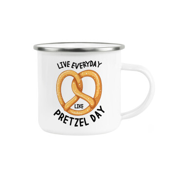 The office, Live every day like pretzel day, Κούπα Μεταλλική εμαγιέ λευκη 360ml