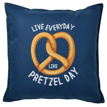 The office, Live every day like pretzel day, Μαξιλάρι καναπέ Μπλε 100% βαμβάκι, περιέχεται το γέμισμα (50x50cm)