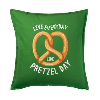 The office, Live every day like pretzel day, Μαξιλάρι καναπέ Πράσινο 100% βαμβάκι, περιέχεται το γέμισμα (50x50cm)