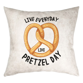 The office, Live every day like pretzel day, Μαξιλάρι καναπέ Δερματίνη Γκρι 40x40cm με γέμισμα