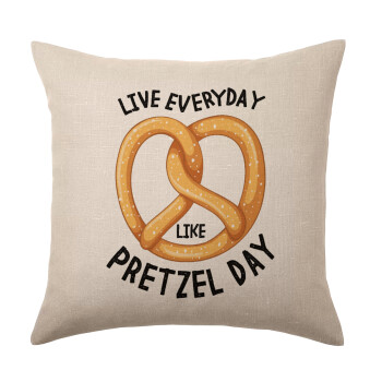 The office, Live every day like pretzel day, Μαξιλάρι καναπέ ΛΙΝΟ 40x40cm περιέχεται το  γέμισμα