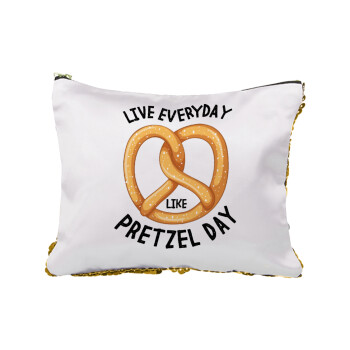 The office, Live every day like pretzel day, Τσαντάκι νεσεσέρ με πούλιες (Sequin) Χρυσό