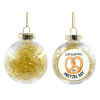 Transparent Christmas tree ball ornament with gold filling 8cm