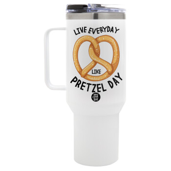 The office, Live every day like pretzel day, Mega Stainless steel Tumbler with lid, double wall 1,2L