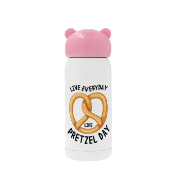 The office, Live every day like pretzel day, Ροζ ανοξείδωτο παγούρι θερμό (Stainless steel), 320ml