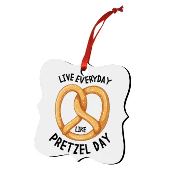 The office, Live every day like pretzel day, Christmas ornament polygon wooden 7.5cm