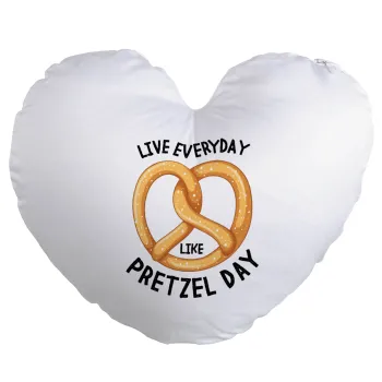 The office, Live every day like pretzel day, Μαξιλάρι καναπέ καρδιά 40x40cm περιέχεται το  γέμισμα