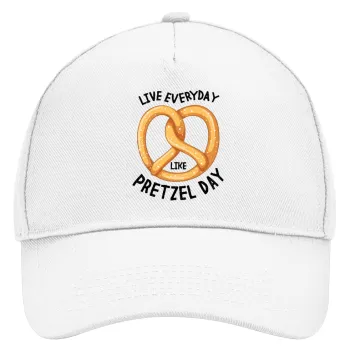 The office, Live every day like pretzel day, Adult Baseball Cap, Drill, White (100% COTTON, ADULT, UNISEX, ONE SIZE)