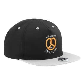 The office, Live every day like pretzel day, Καπέλο Ενηλίκων Flat Snapback Μαύρο/Γκρι, (100% ΒΑΜΒΑΚΕΡΟ TWILL, ΕΝΗΛΙΚΩΝ, UNISEX, ONE SIZE)