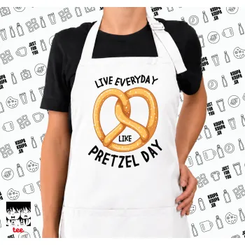 The office, Live every day like pretzel day, Ποδιά μακριά Σεφ ολόσωμη με τσέπες white (ΕΝΗΛΙΚΩΝ)