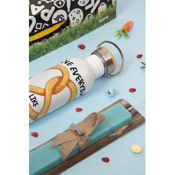 The office, Live every day like pretzel day, Πασχαλινή Λαμπάδα με παγούρι μεταλλικό (620ml, stainless steel) & κερί αρωματικό πλακέ (30cm) (ΤΙΡΚΟΥΑΖ)