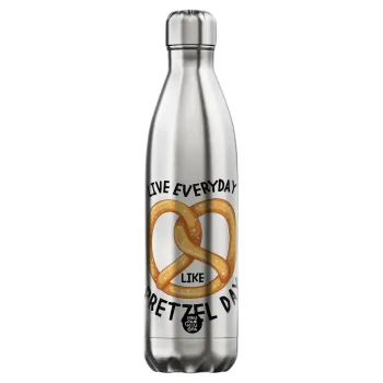 The office, Live every day like pretzel day, Μεταλλικό παγούρι θερμός Inox (Stainless steel), διπλού τοιχώματος, 750ml