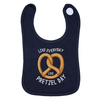 The office, Live every day like pretzel day, Σαλιάρα με Σκρατς 100% Organic Cotton Μπλε (0-18 months)