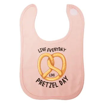 The office, Live every day like pretzel day, Σαλιάρα με Σκρατς ΡΟΖ 100% Organic Cotton (0-18 months)