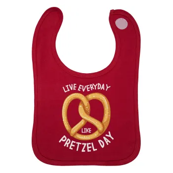 The office, Live every day like pretzel day, Σαλιάρα με Σκρατς Κόκκινη 100% Organic Cotton (0-18 months)
