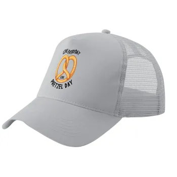 The office, Live every day like pretzel day, Trucker Hat with Mesh, GREY, (COTTON, KIDS, UNISEX, ONE SIZE)