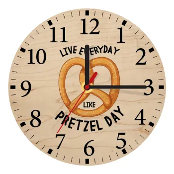 The office, Live every day like pretzel day, Ρολόι τοίχου ξύλινο plywood (20cm)