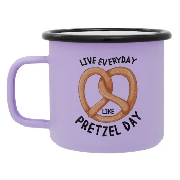 The office, Live every day like pretzel day, Κούπα Μεταλλική εμαγιέ ΜΑΤ Light Pastel Purple 360ml
