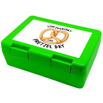 The office, Live every day like pretzel day, Children's cookie container GREEN 185x128x65mm (BPA free plastic)