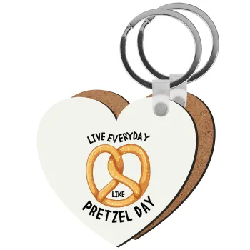 The office, Live every day like pretzel day, Μπρελόκ Ξύλινο καρδιά MDF