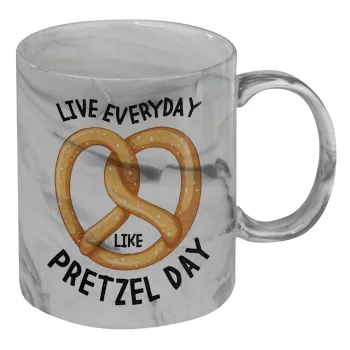 The office, Live every day like pretzel day, Mug ceramic marble style, 330ml