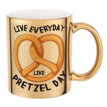 The office, Live every day like pretzel day, Κούπα κεραμική, χρυσή καθρέπτης, 330ml