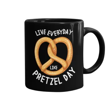 The office, Live every day like pretzel day, Κούπα Μαύρη, κεραμική, 330ml