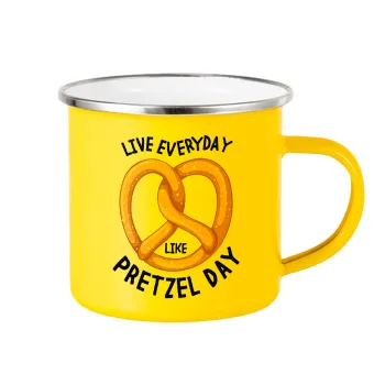 The office, Live every day like pretzel day, Κούπα Μεταλλική εμαγιέ Κίτρινη 360ml