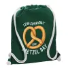 Backpack pouch GYMBAG BOTTLE GREEN, with pocket (40x48cm) & thick white cords