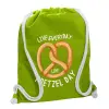 Backpack bag GYMBAG LIME GREEN, with pocket (40x48cm) & thick cords