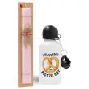 Easter Set, metallic aluminum bottle (500ml) & aromatic flat Easter candle (30cm) (PINK)