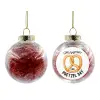 Transparent Christmas tree ball ornament with red filling 8cm
