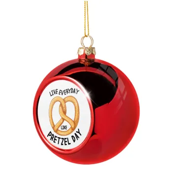 The office, Live every day like pretzel day, Christmas tree ball Red 8cm
