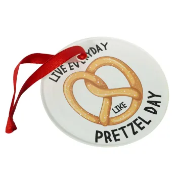 The office, Live every day like pretzel day, Christmas ornament glass 9cm