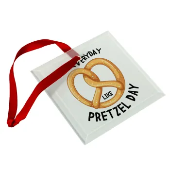 The office, Live every day like pretzel day, Christmas ornament, glass square ornament 9x9cm