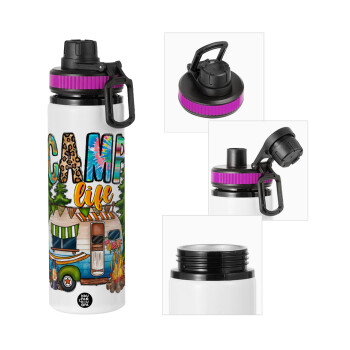 Camp Life, Μεταλλικό παγούρι νερού με καπάκι ασφαλείας, αλουμινίου 850ml