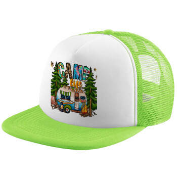 Camp Life, Καπέλο παιδικό Soft Trucker με Δίχτυ Πράσινο/Λευκό