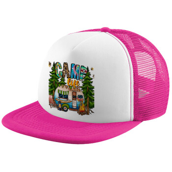 Camp Life, Καπέλο Soft Trucker με Δίχτυ Pink/White 