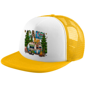 Camp Life, Καπέλο παιδικό Soft Trucker με Δίχτυ Κίτρινο/White 