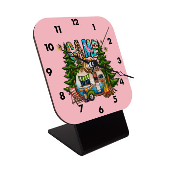 Camp Life, Quartz Wooden table clock with hands (10cm)