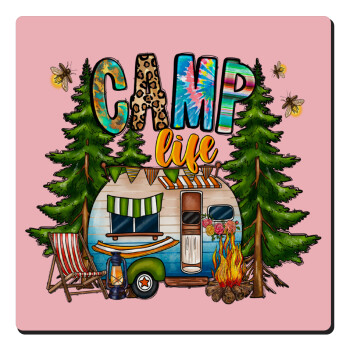 Camp Life, Τετράγωνο μαγνητάκι ξύλινο 6x6cm