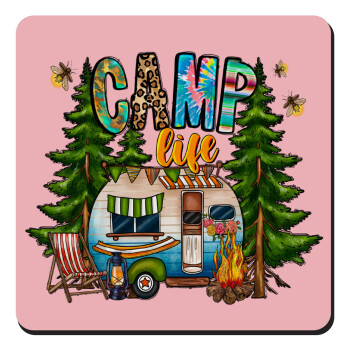 Camp Life, Τετράγωνο μαγνητάκι ξύλινο 9x9cm