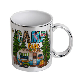 Camp Life, Mug ceramic, silver mirror, 330ml