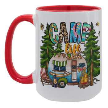Camp Life, Κούπα Mega 15oz, κεραμική Κόκκινη, 450ml