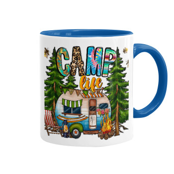 Camp Life, Mug colored blue, ceramic, 330ml