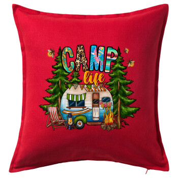 Camp Life, Sofa cushion RED 50x50cm includes filling