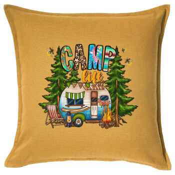 Camp Life, Sofa cushion YELLOW 50x50cm includes filling