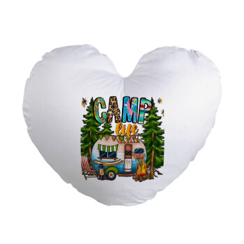 Camp Life, Μαξιλάρι καναπέ καρδιά 40x40cm περιέχεται το  γέμισμα