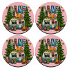 SET of 4 round wooden coasters (9cm)