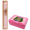 Easter Set, children's snack container PINK & scented flat Easter candle (30cm) (PINK)